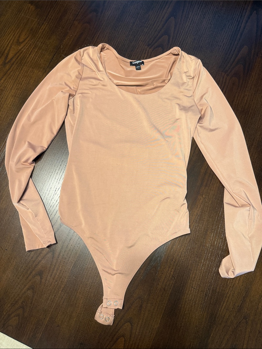 Express Scoop Neck Long Sleeve Bodysuit in Dusty Pink